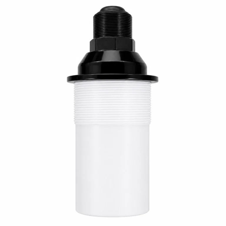 Transductor ultrasónico aéreo BBDM-21KR25M con cuerpo blanco de PTFE y conjunto superior negro