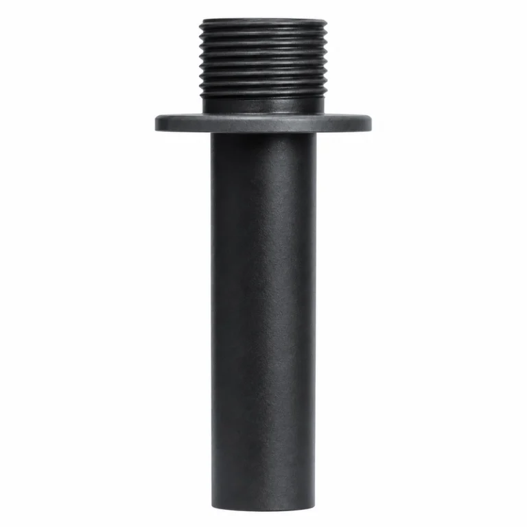 Transductor aéreo BBDM-45KR5M con cuerpo cilíndrico negro alargado, rosca superior y brida de montaje
