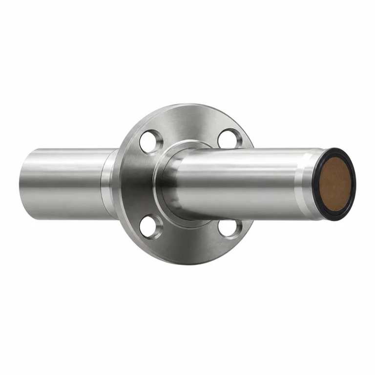 Transductor ultrasónico de caudal de gas BBFM-Q135K con cuerpo cilíndrico, brida central y cara acústica circular