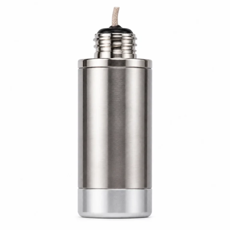 Transductor ultrasónico de gases BBFM-Q60K con cuerpo cilíndrico metálico, sección roscada superior y salida de cable
