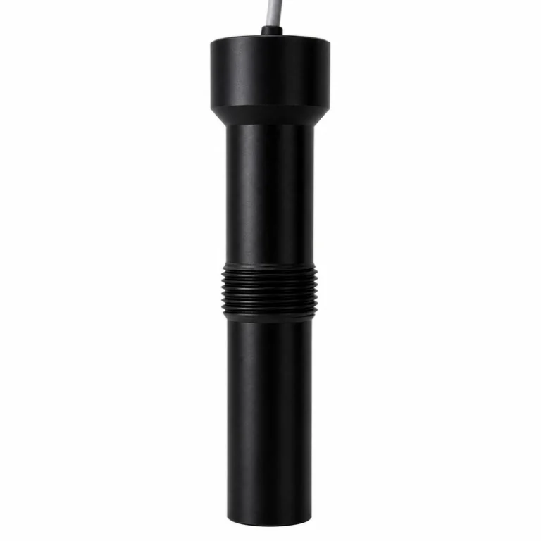 Transductor ultrasónico de caudal de gas BBFM-Q64K con cuerpo cilíndrico negro alargado, rosca central y salida superior de cable