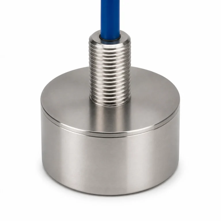 BBFM-V40K Ultraschall-Windwandler mit breitem Zylinderkörper, hohem Gewindehals und blauem Kabelausgang