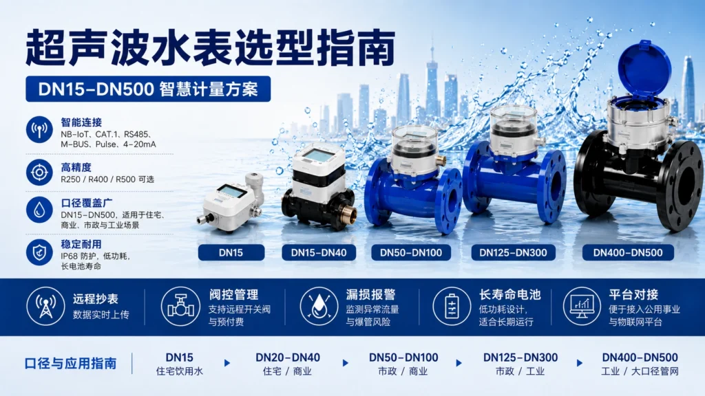 DN15–DN500超声波水表智能计量选型指南插图