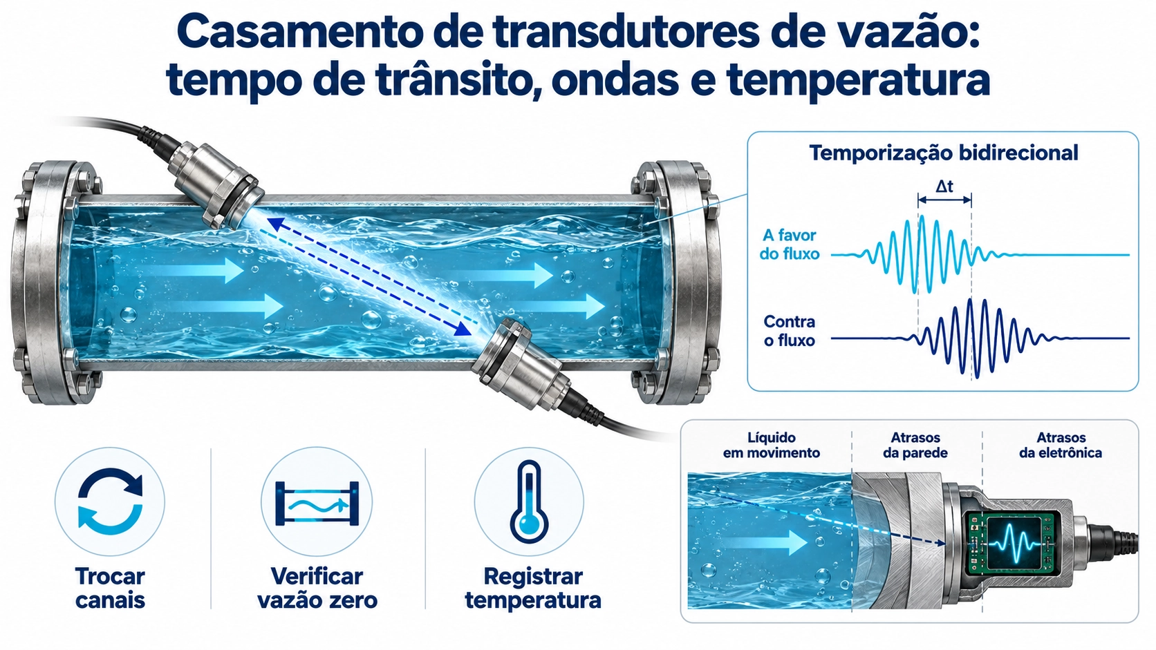 Transdutor BBFM-Q1M com corpo cilíndrico preto escalonado e fios vermelho e branco
